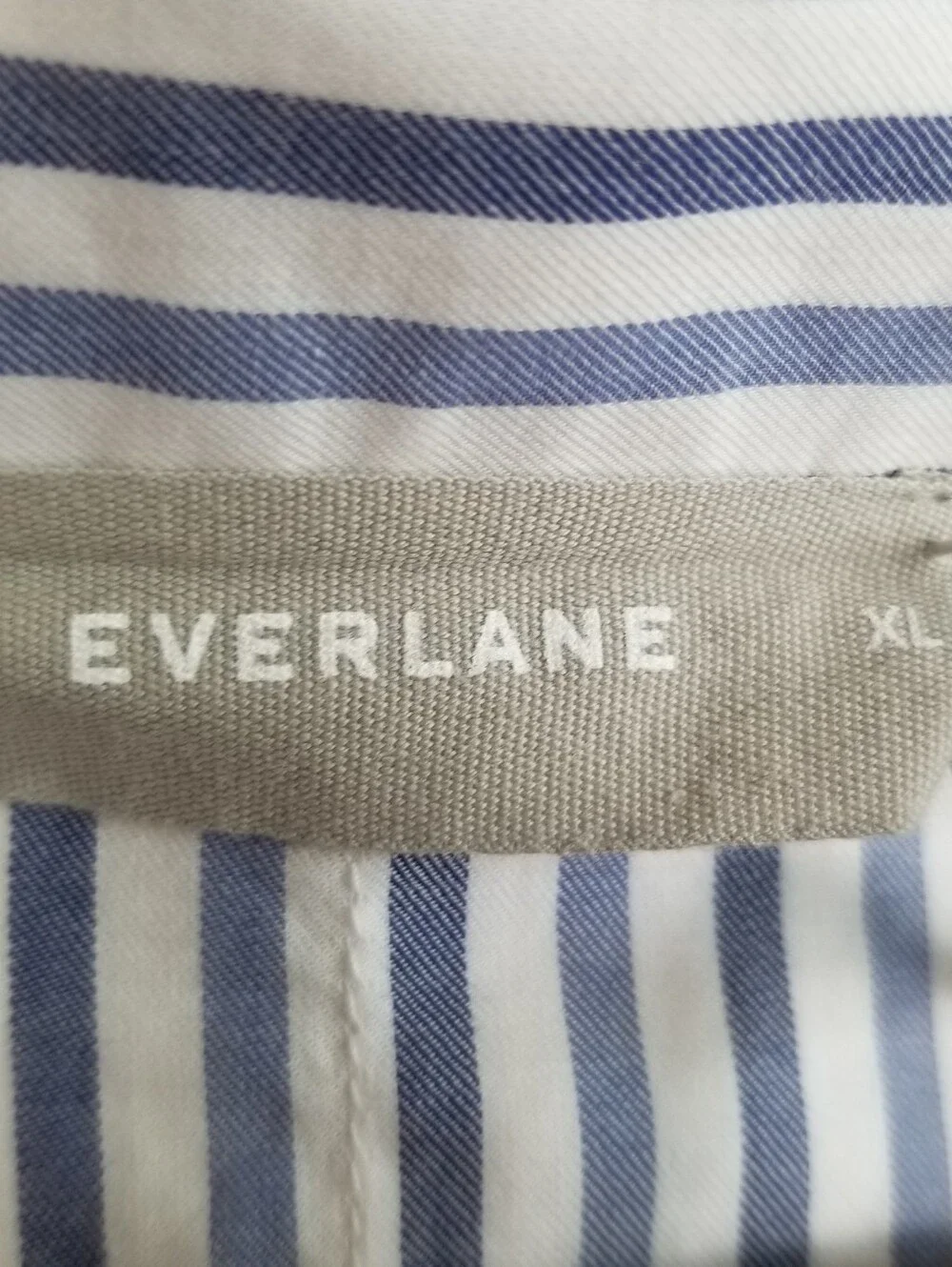 Everlane The Woven Striped Button Down Cropped Cotton PJ Top XL NWT